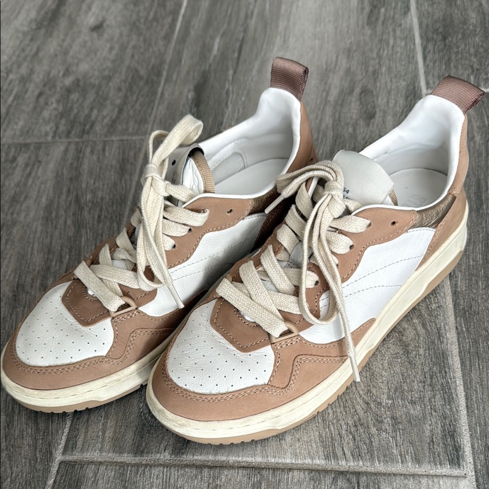 Steve Madden White and Tan Sneakers
